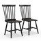 Costway Windsor Dining Chairs Set of 2 Armless Spindle Back Solid Rubber Wood Black/Natural